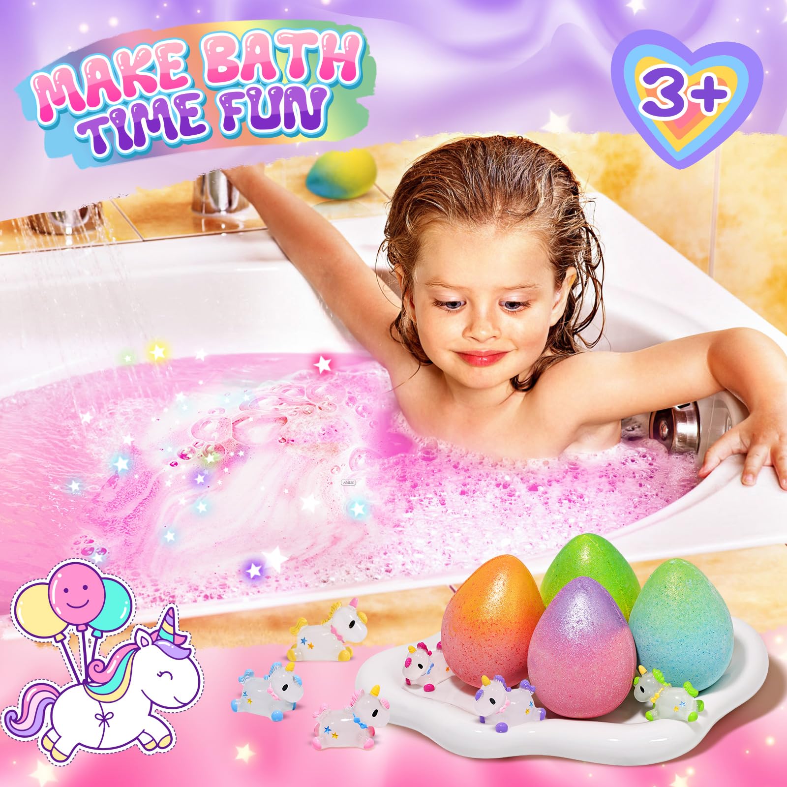 Qivatex bath bombs reveal a surprise toy inside.