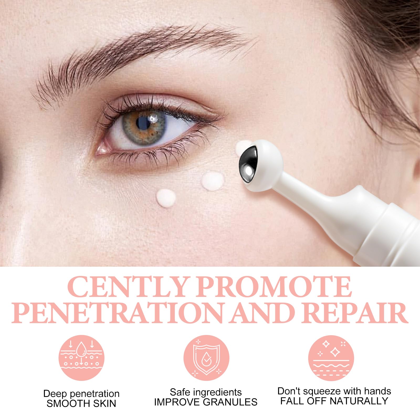 QKDBLWX Milia Remover Serum applied near eye contour for gentle daily use