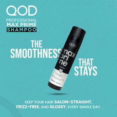 QoD PRO Max Prime Shampoo closeup showing silicone conditioning action for detangling