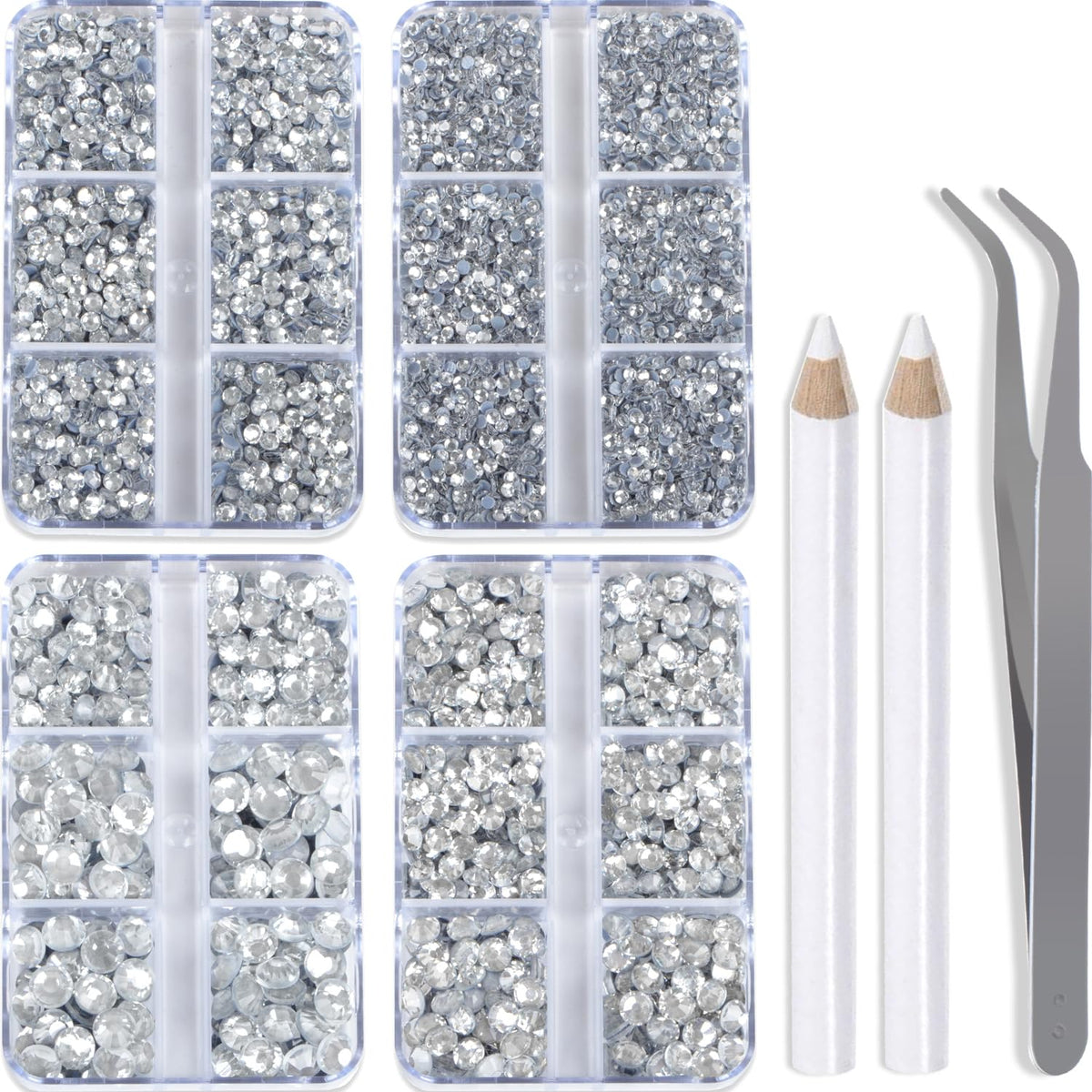 QOGIR rhinestones mixed sizes boxes spark versatile DIY embellishments for crafts.