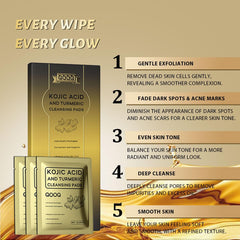 QOOQ Turmeric Kojic Acid cleansing pad closeup reveals texture for gentle exfoliation