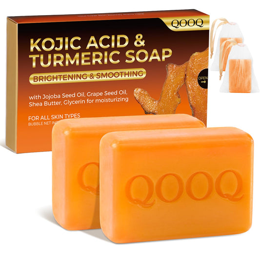 QOOQ Turmeric Kojic Acid Soap packaging box highlighting gift-ready design