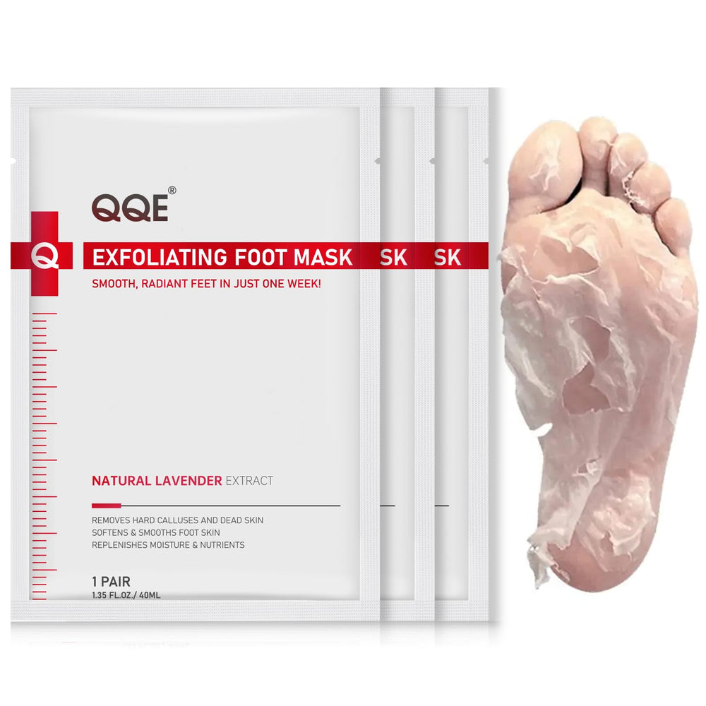 QQE Foot Peel Mask packaging shown for convenient at-home foot care.