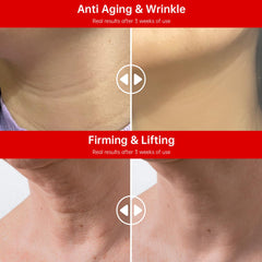 QQE Neck Cream close-up shows hydrating, plumping moisture.