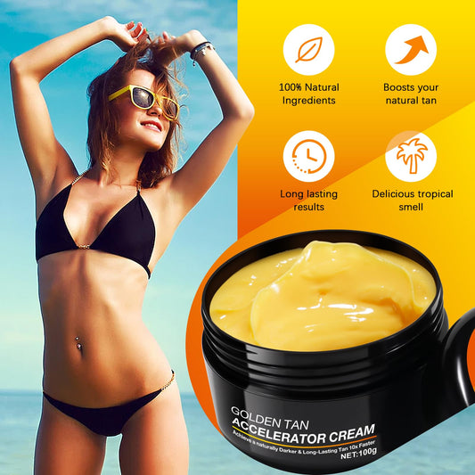 Close-up of QRZBPZWE Tan Accelerator Cream texture for even absorption