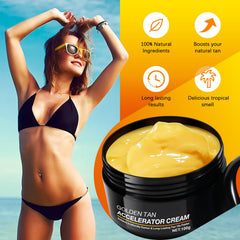 Close-up of QRZBPZWE Tan Accelerator Cream texture for even absorption
