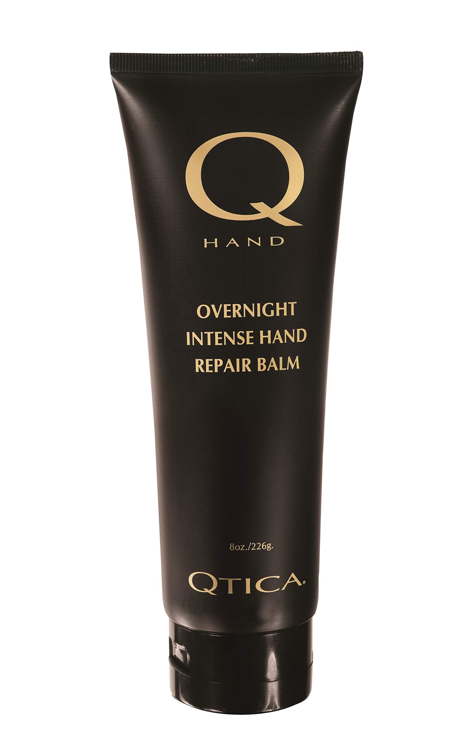 QTICA Hand Overnight Balm bottle highlights rich night formula for severely dry hands