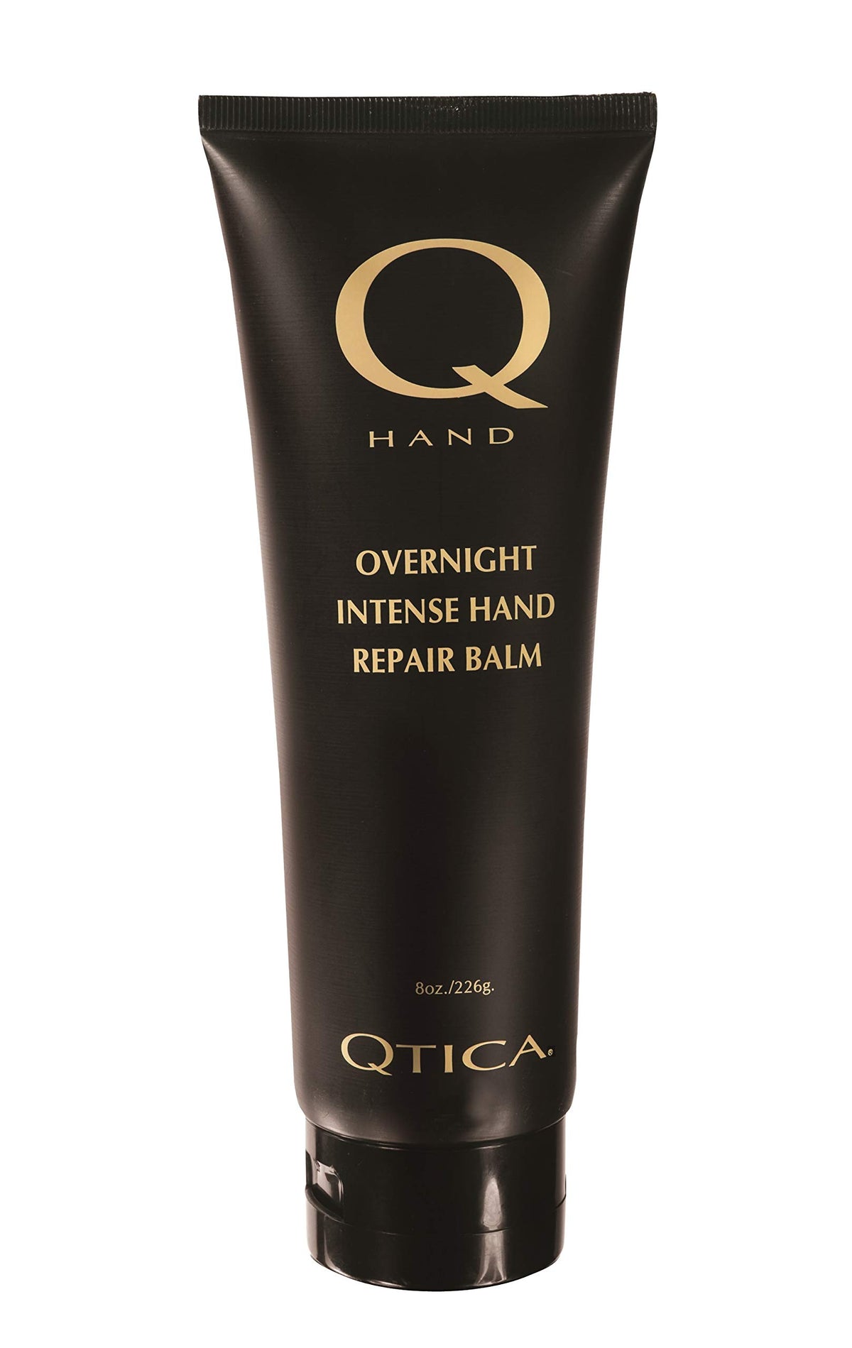 QTICA Hand Overnight Balm bottle highlights rich night formula for severely dry hands