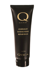 QTICA Hand Overnight Balm bottle highlights rich night formula for severely dry hands