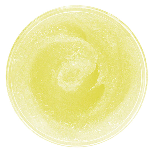 QTICA Smart Spa Sugar Scrub Lemon Dream cream-texture close-up shows gentle exfoliation.