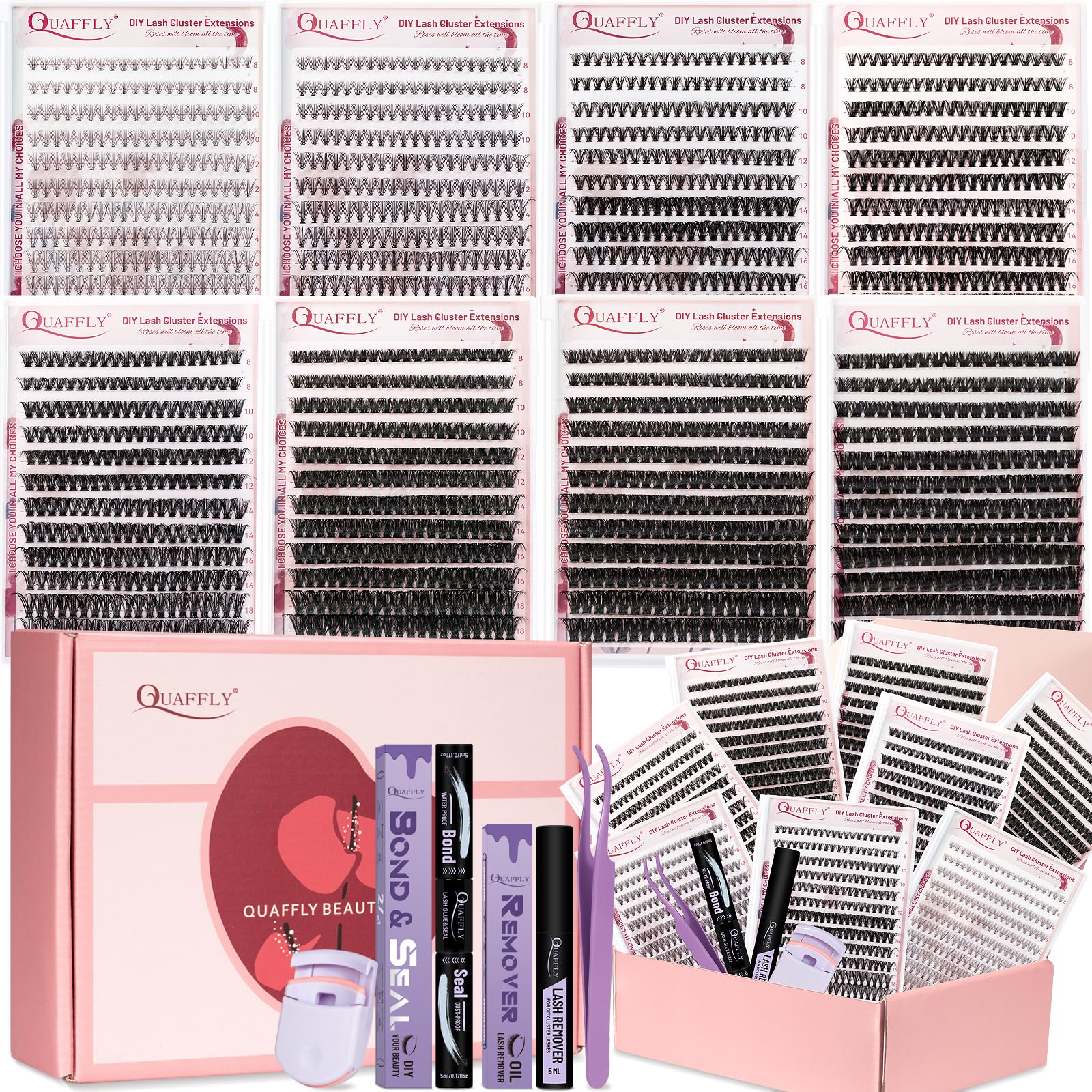 QUAFFLY Valentine's Day lash set with 8 styles for versatile at-home looks.