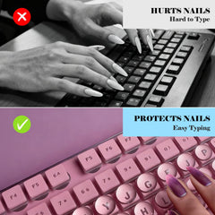 Quafochi keyboard stickers protect long nails from chips while typing.