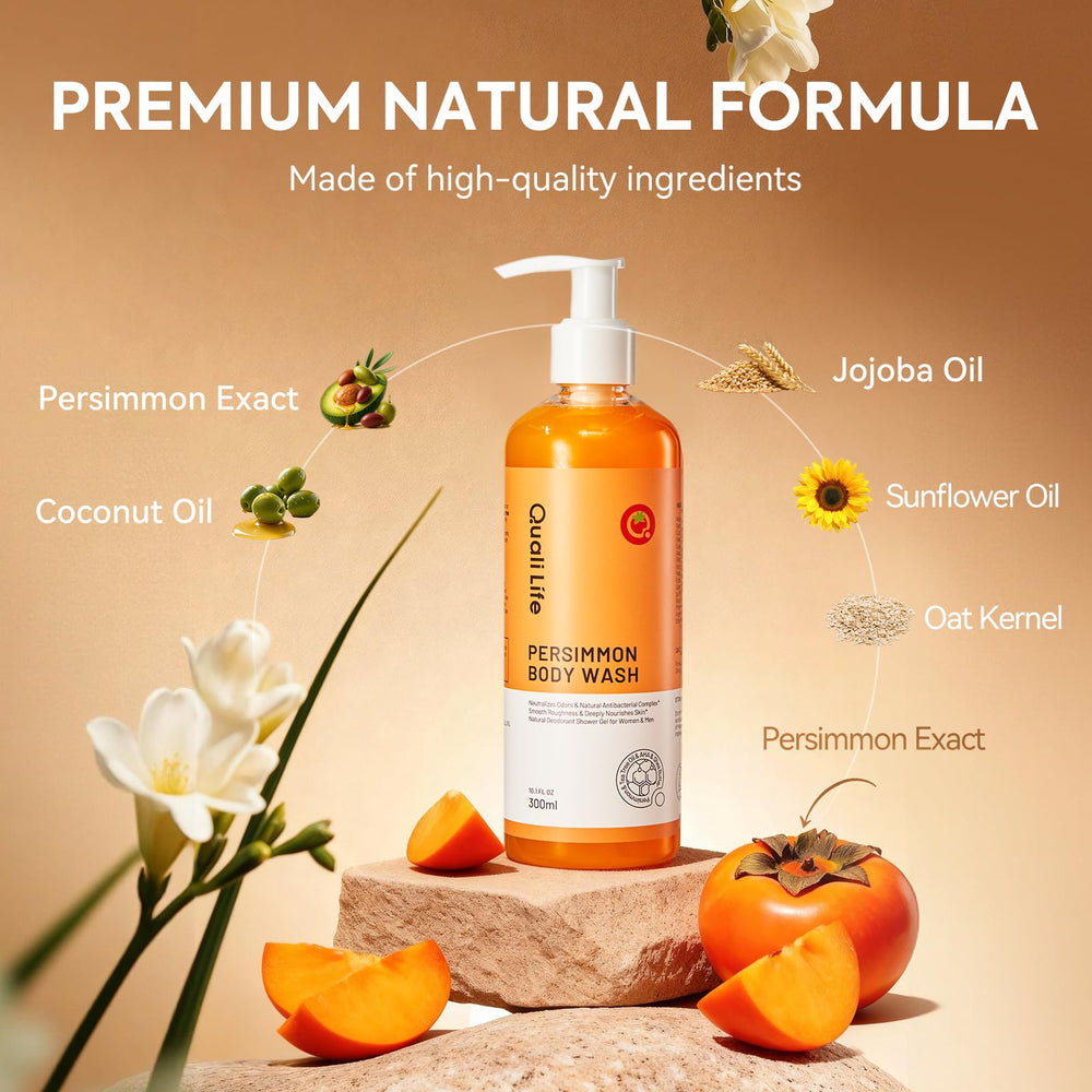 QualiLife Persimmon lather pour showing rich foam and freshness.