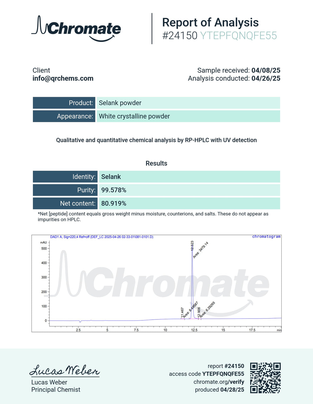 Quality Research Chemicals brand packaging presents clear product details.