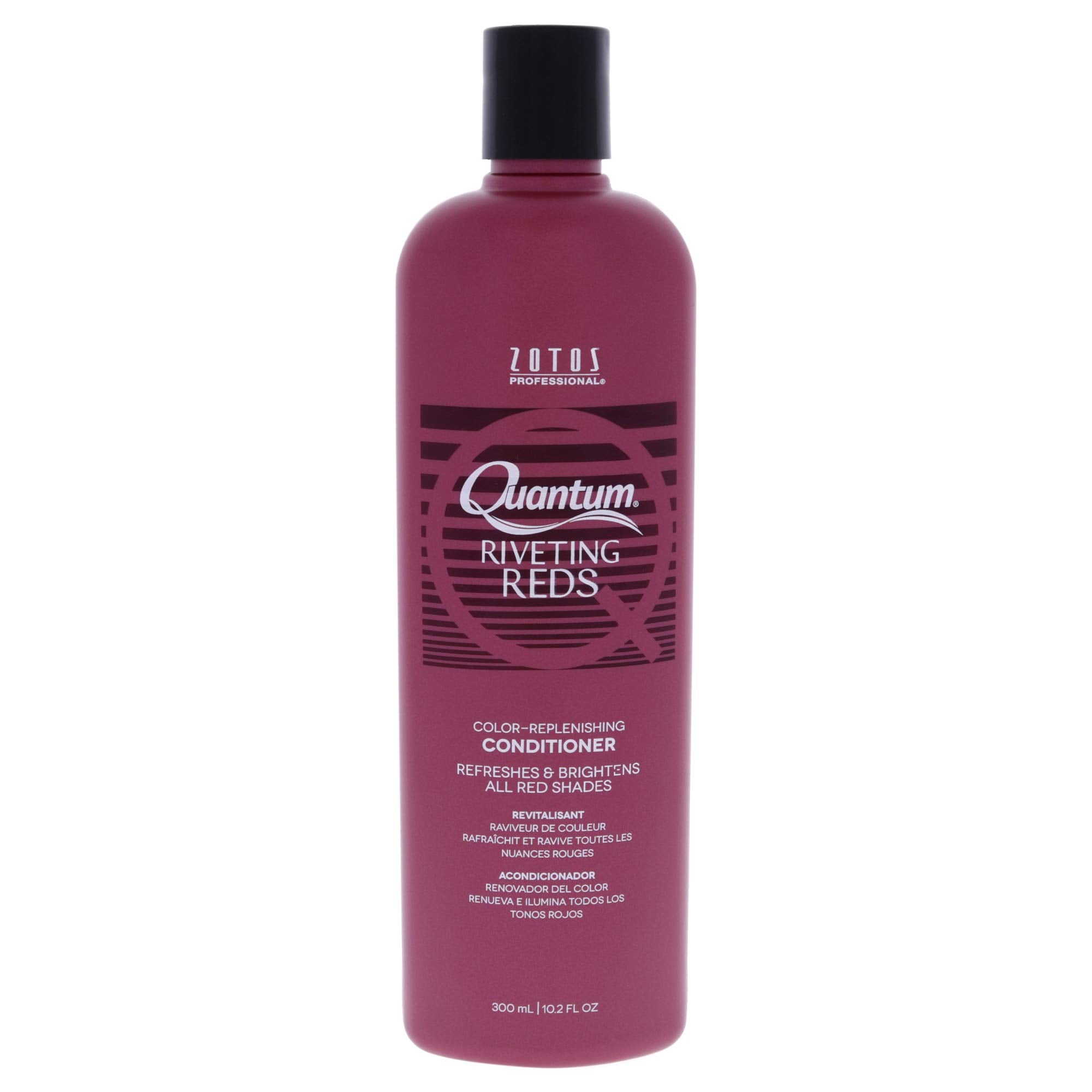 Quantum Riveting Reds conditioner bottle preserves vibrant red tones for lasting color.