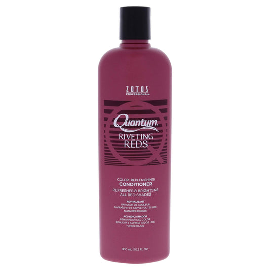 Quantum Riveting Reds conditioner bottle preserves vibrant red tones for lasting color.