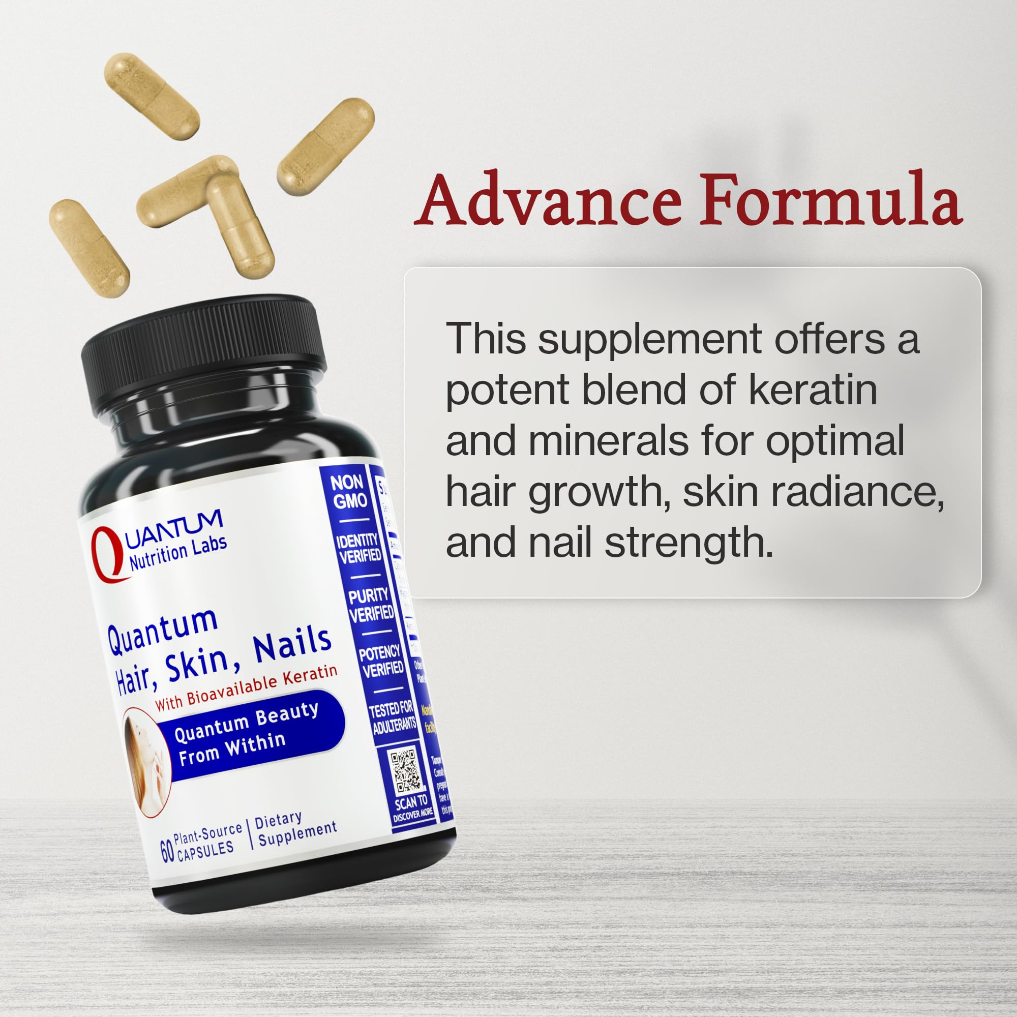 Quantum Nutrition Labs daily-use capsules shown for consistent beauty-from-within routine