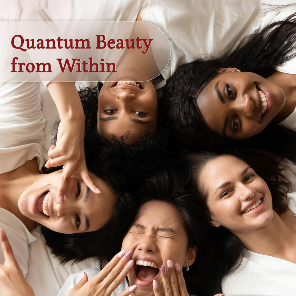 Quantum Nutrition keratin capsules on a clean surface highlighting hair and nail benefits