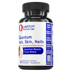 Quantum Nutrition Labs Hair Skin and Nails keratin bottle supports hair strength and skin radiance