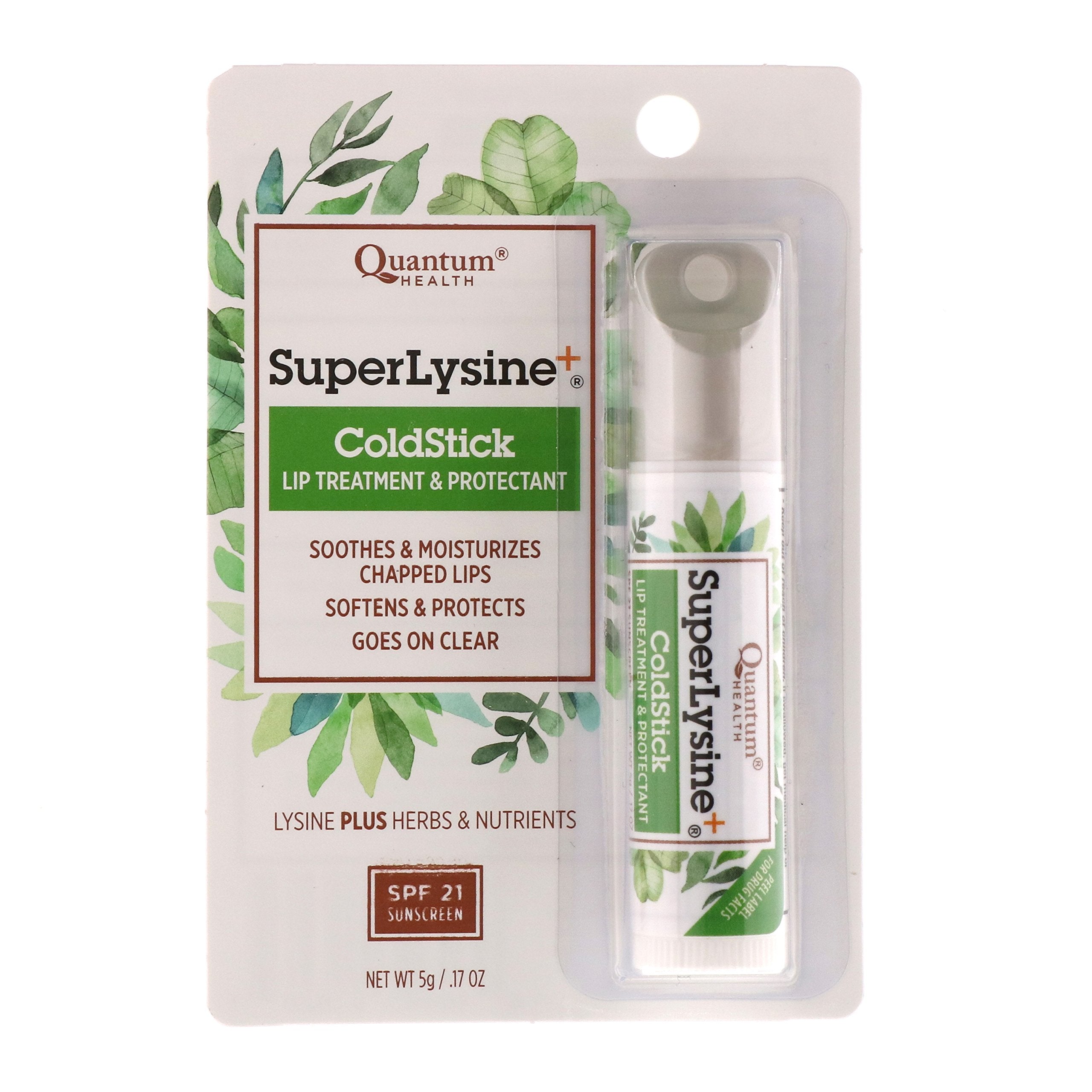 Quantum Super Lysine ColdStick lip protectant application on lips for moisture and protection