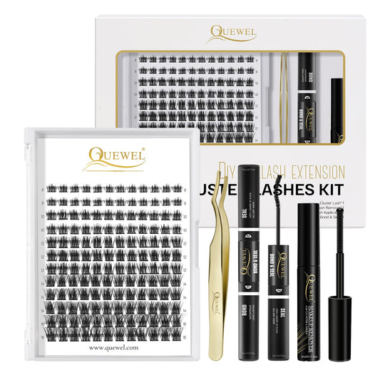 QUEWEL Lash Clusters Kit 144pcs for easy at-home lash extensions and daily glam