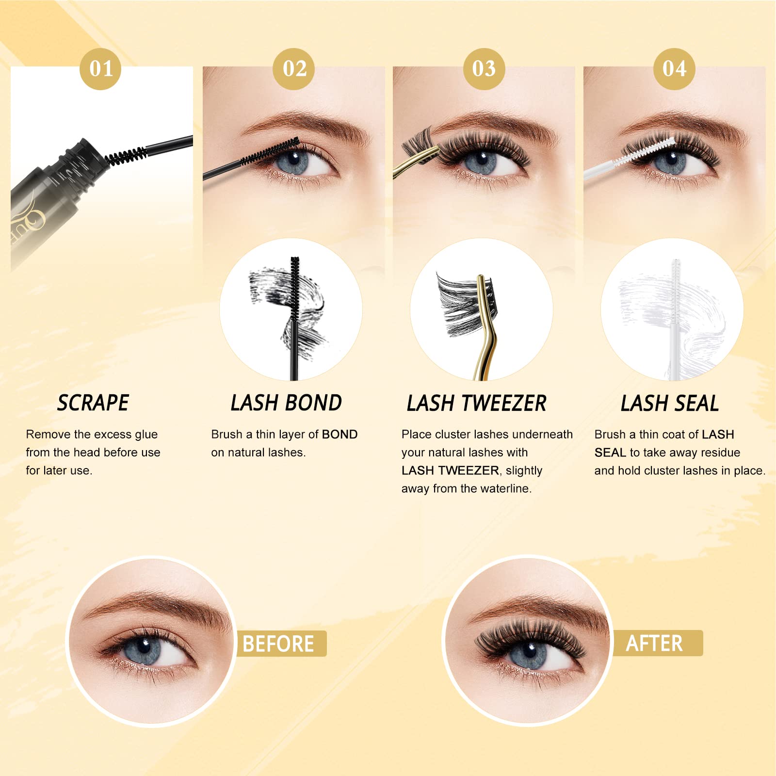 QUEWEL at-home lash styling for wispy to bold looks.