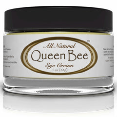 Queen Bee Organic Under Eye Cream jar highlighting all-natural formula.