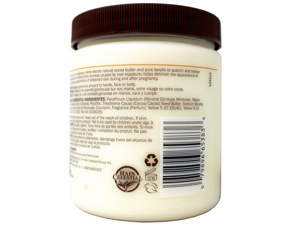 Close-up of Queen Helene Cocoa Butter Creme texture shows non-greasy hydration.
