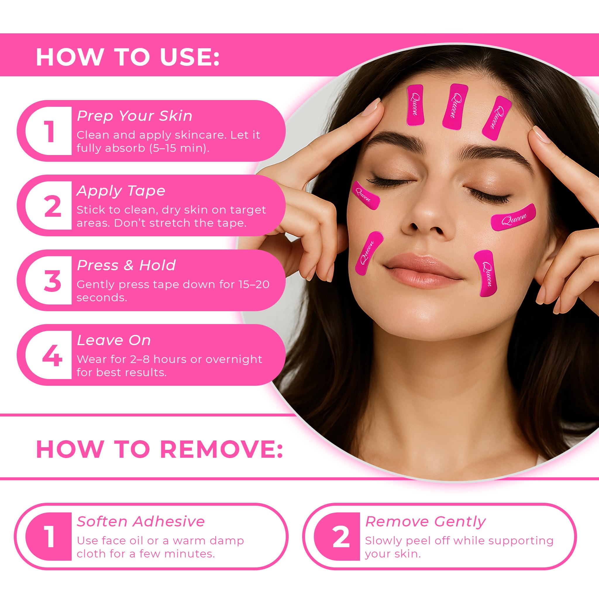 Queen Tape eye lift strips define the eye area for a firmer impression.