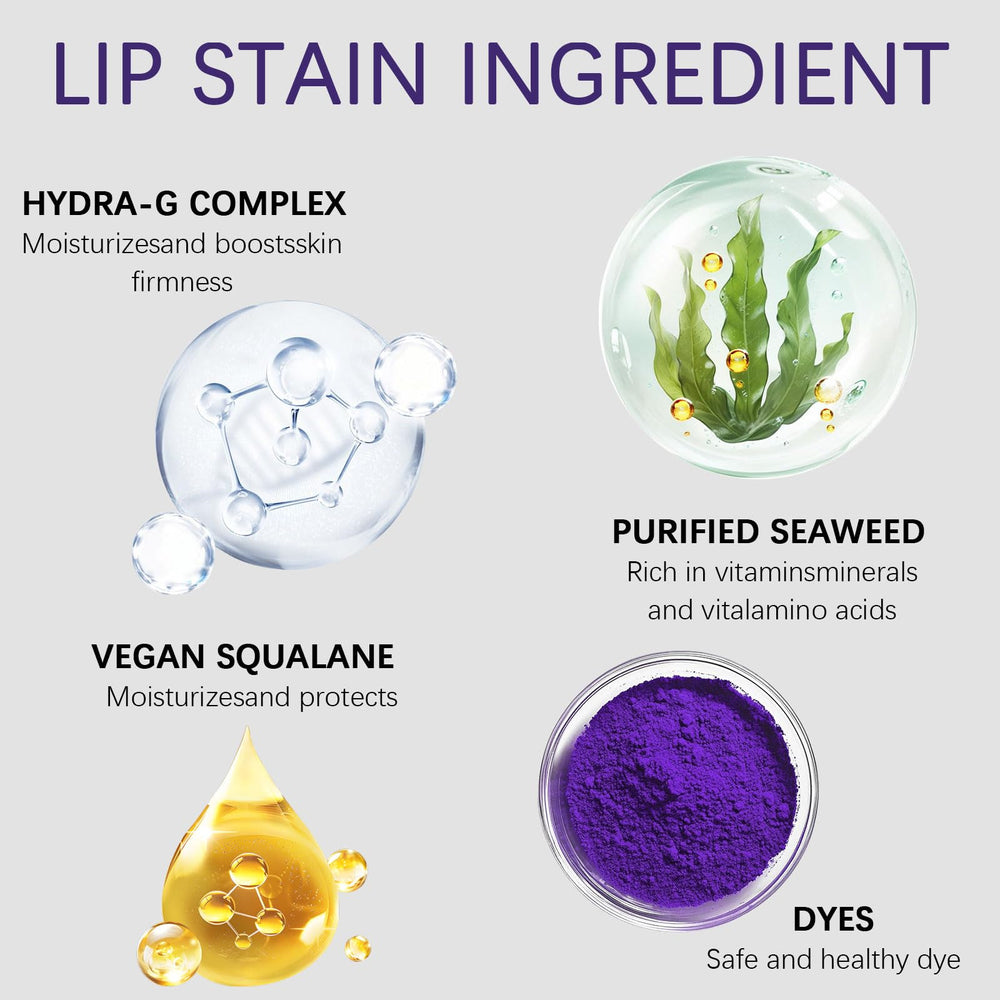 QueenDiary lip stain 6-shades display showcasing color range