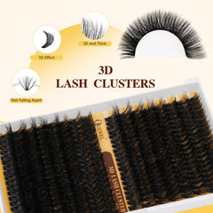 QUEWEL 80D+100D lash clusters in 12-18mm ready to blend with natural lashes