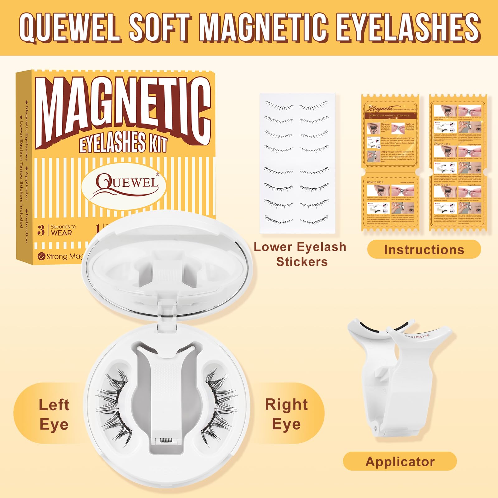 QUEWEL all-day comfort magnetic lashes ideal for daily wear.