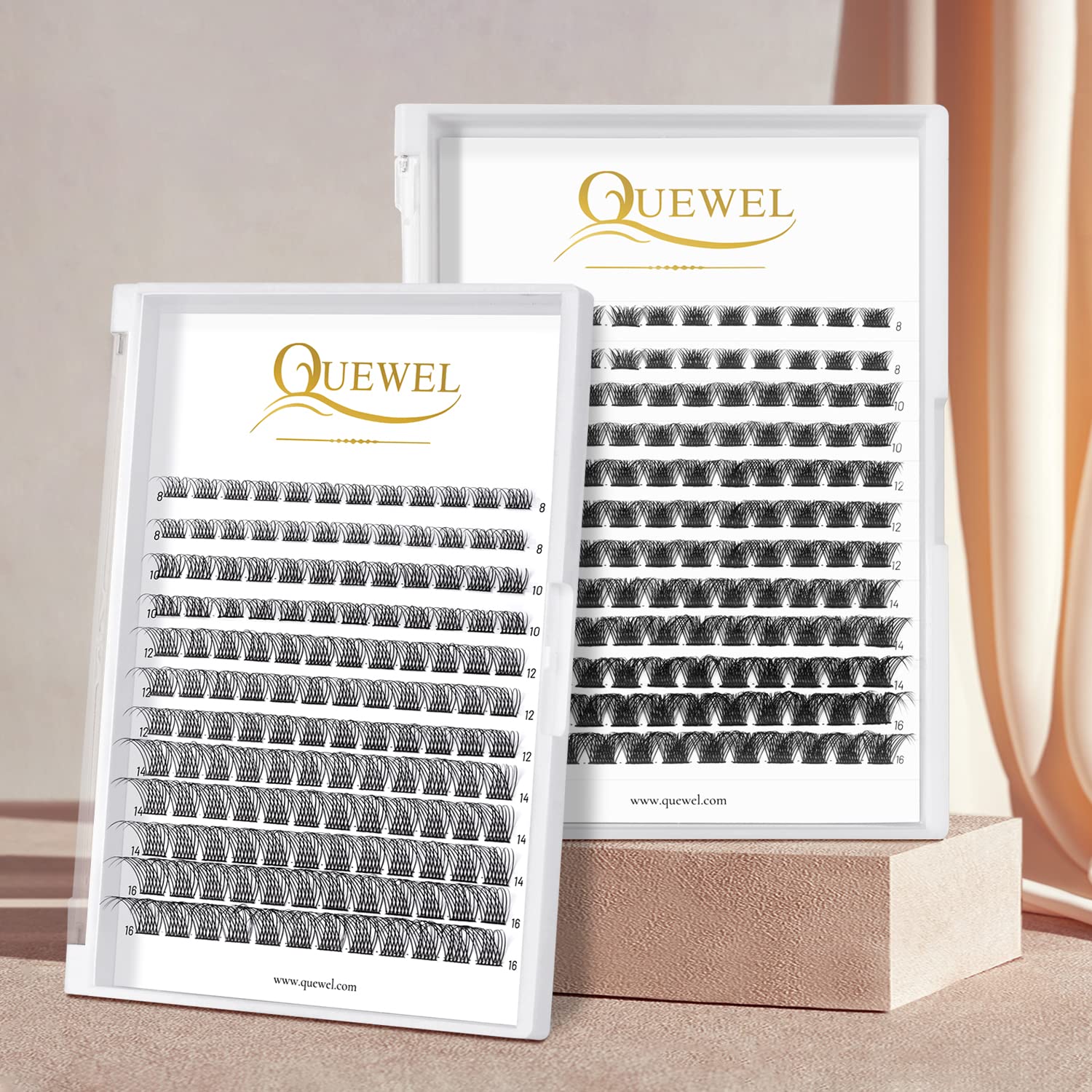 QUEWEL lashes removable with regular makeup remover.