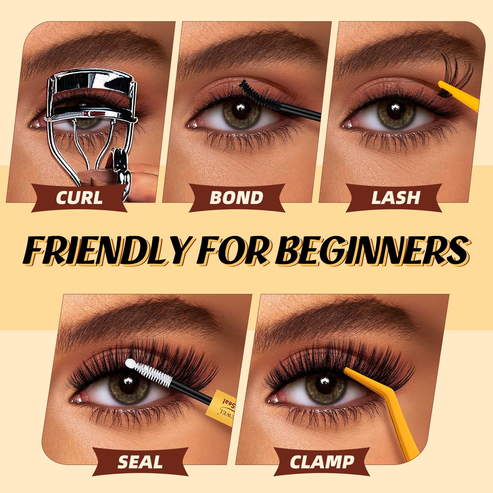 QUEWEL cluster tweezers with non-stick coating for easier tuft handling.