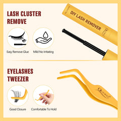 QUEWEL lash clusters and remover included for convenient home maintenance.