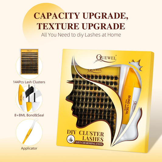 QUEWEL lash clusters 10-18mm natural soft for versatile eye looks.