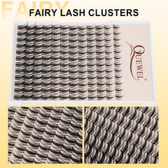 QUEWEL mid-cluster longer lashes create a balanced cat-eye.