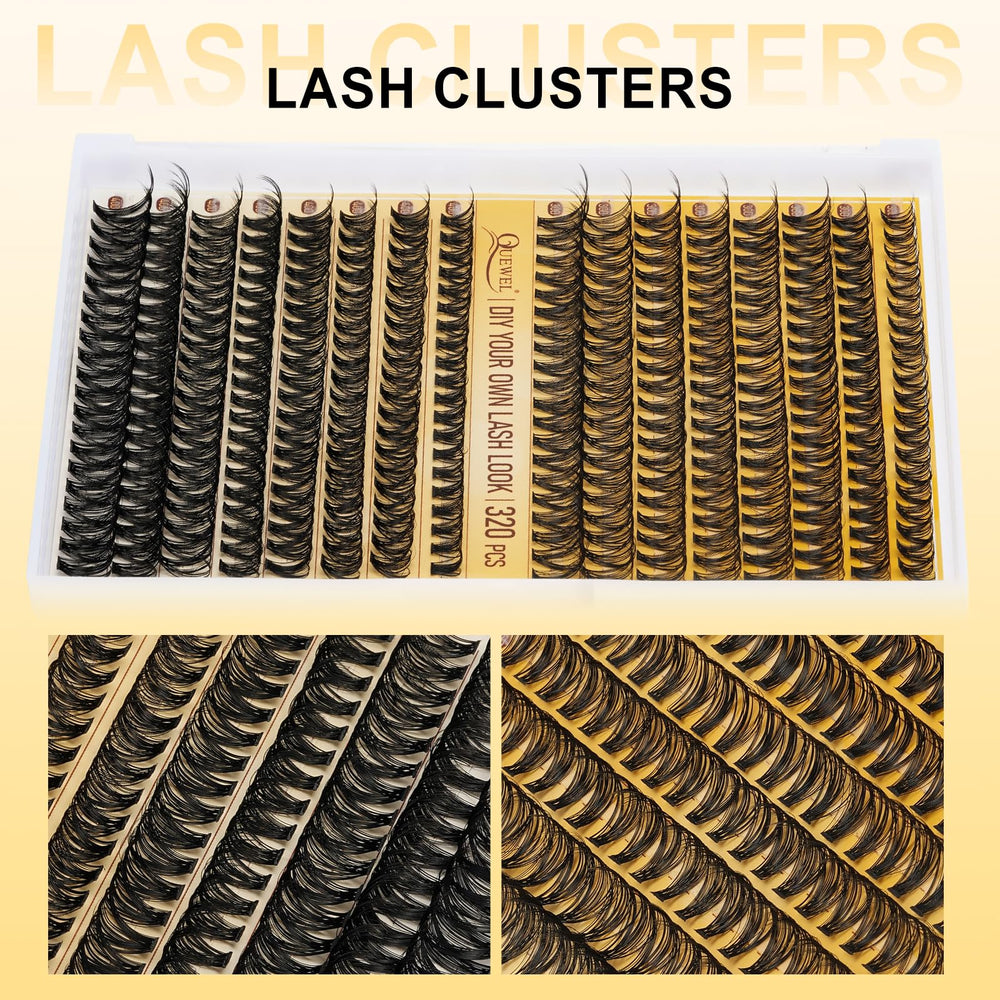 QUEWEL bond and seal layers promote durable, water- and sweat-resistant lash clusters.