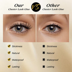 QUEWEL Lash Clusters Glue mild formula ensures gentle wear.
