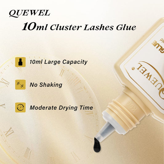 QUEWEL Lash Clusters Glue no shaking feature ideal for easy application.