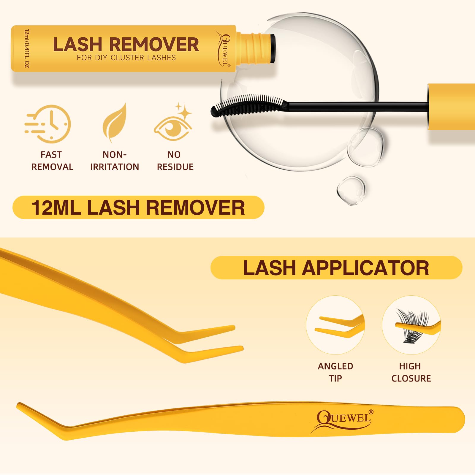QUEWEL compact kit contains easy-to-use tools for DIY lash styling