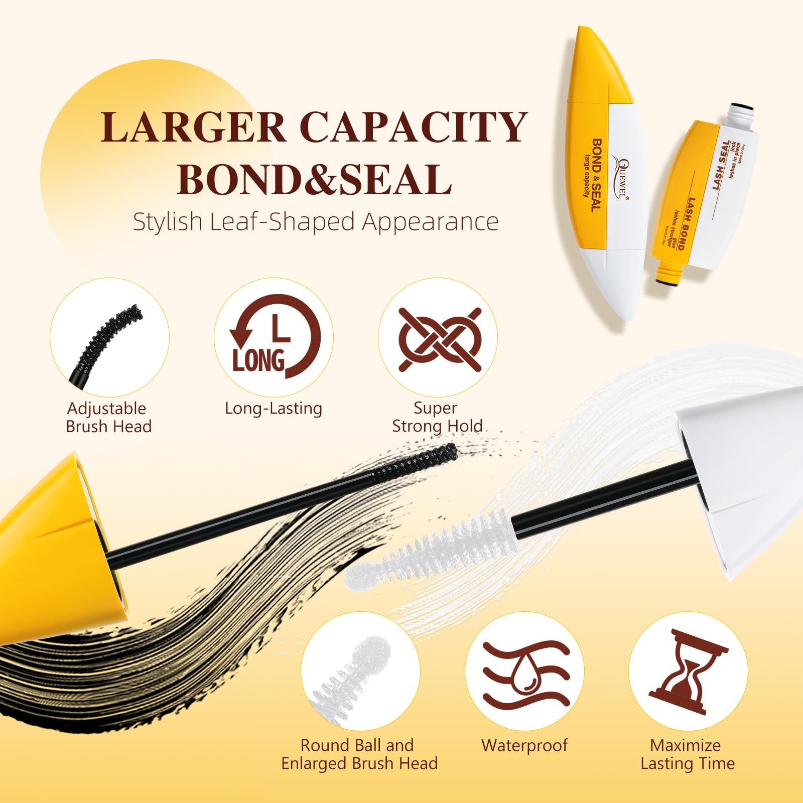 QUEWEL lash seal 16ml bottle for a clean finish.