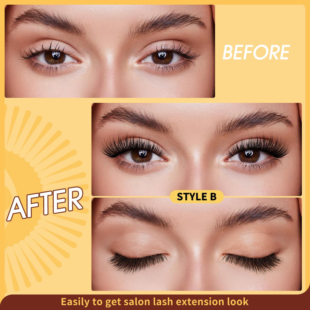 QUEWEL natural-look magnetic lashes on eye for a wispy finish.