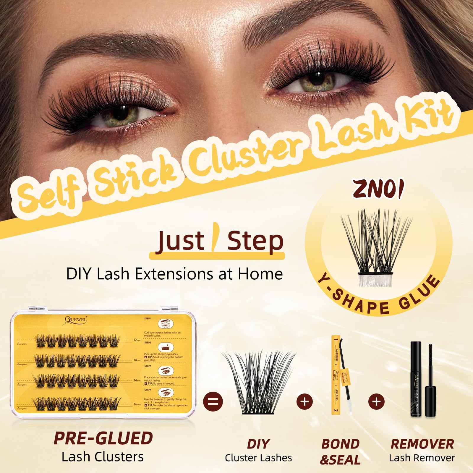 QUEWEL No glue needed feature enables quick, mess-free lash application