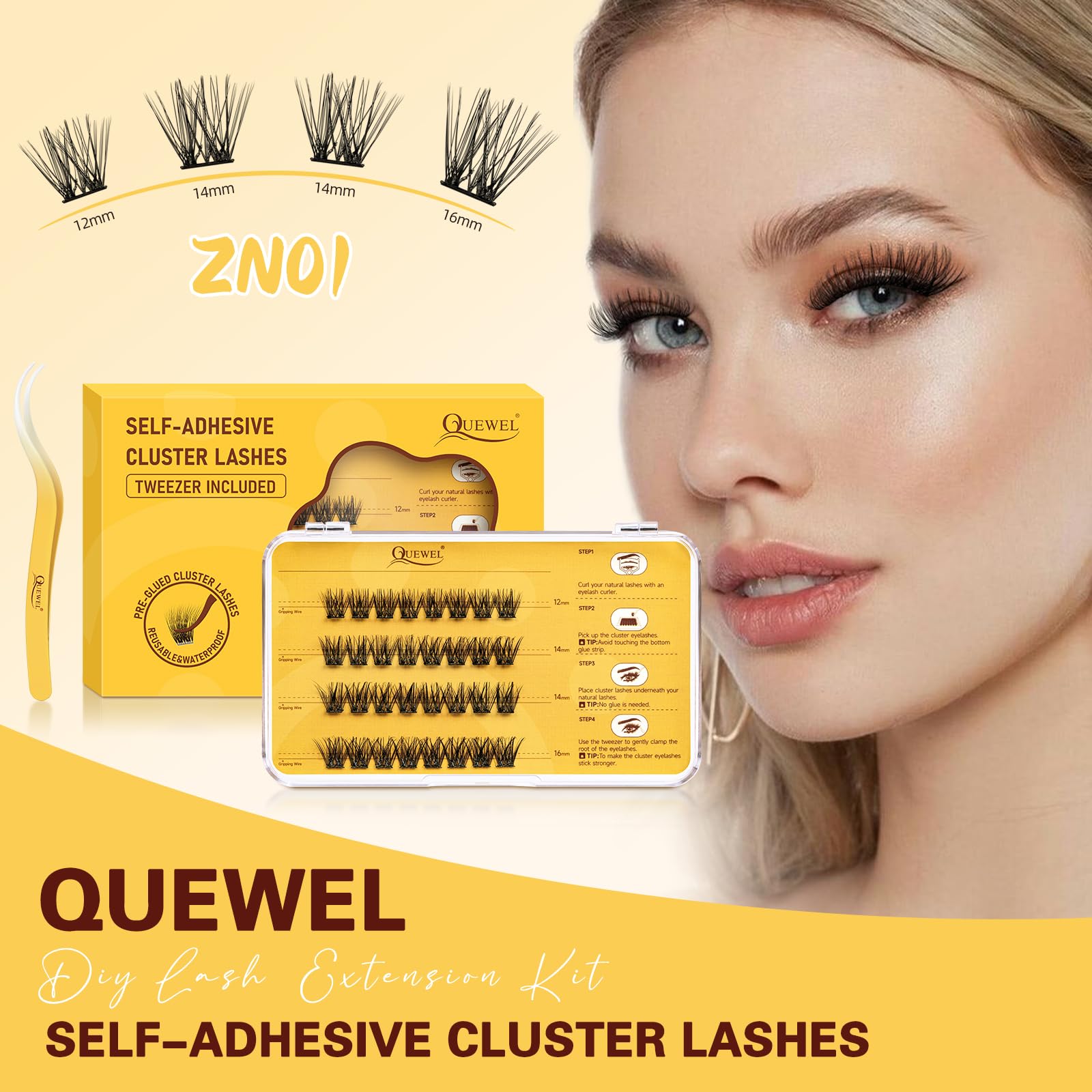 QUEWEL Travel-ready compact design for on-the-go lash touch-ups