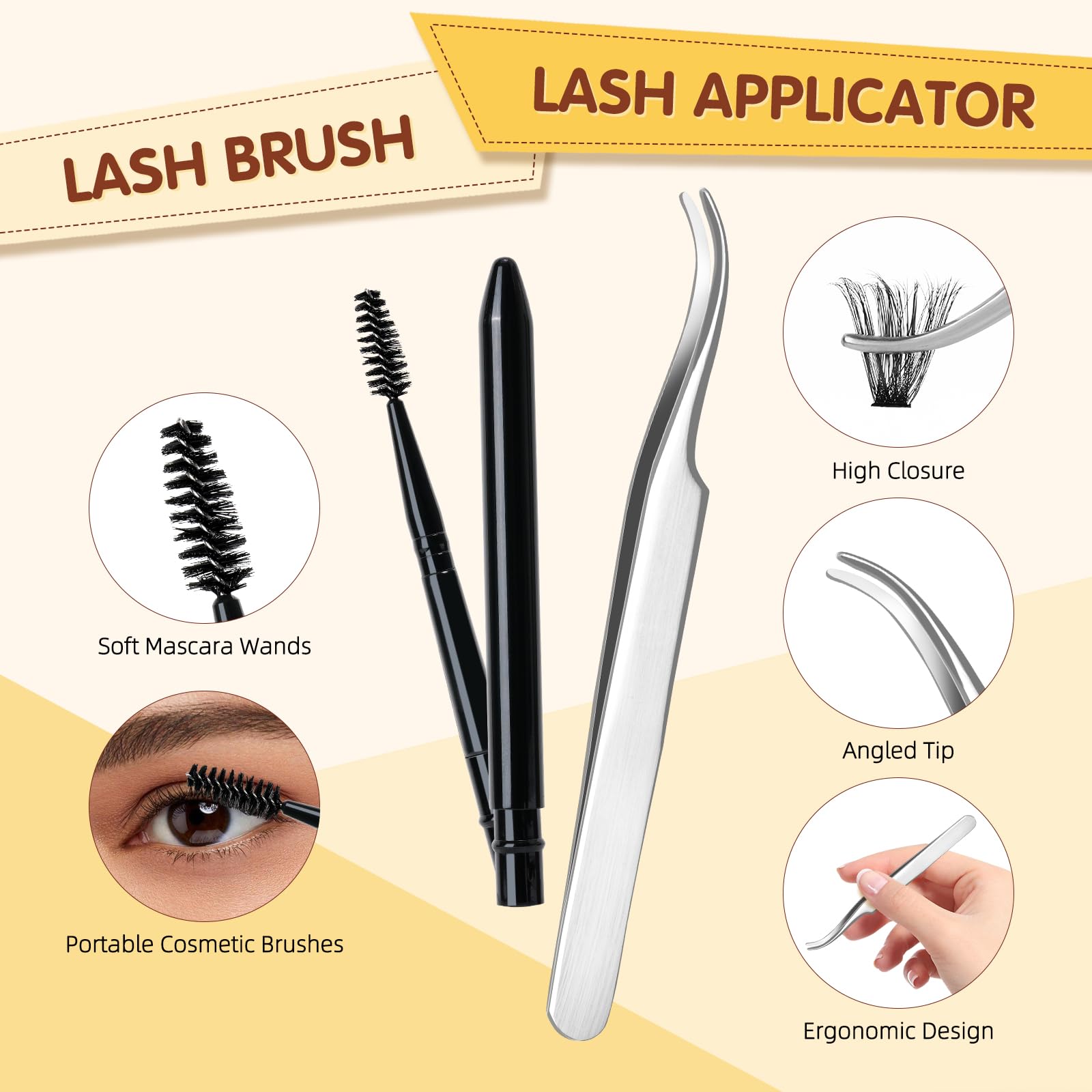 Cat-eye and doll-eye looks achievable with QUEWEL 10-20mm clusters.