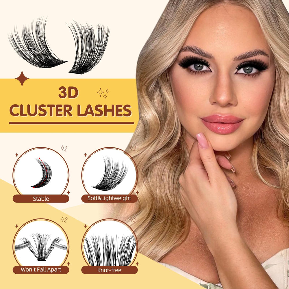 Lash brush from QUEWEL helps tidy clusters during DIY setup.