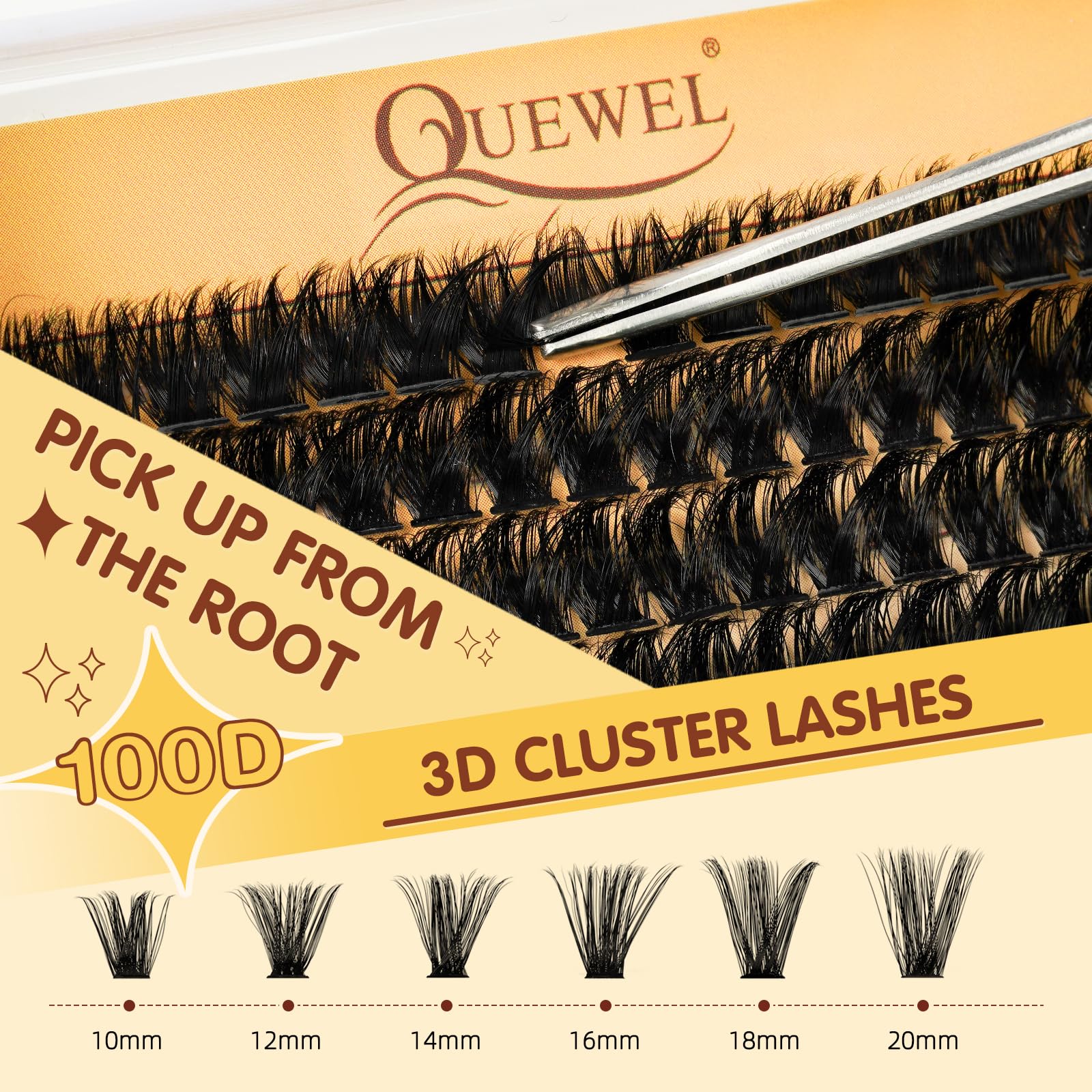 Mixed-length lash clusters 10-20mm for natural to dramatic styles.