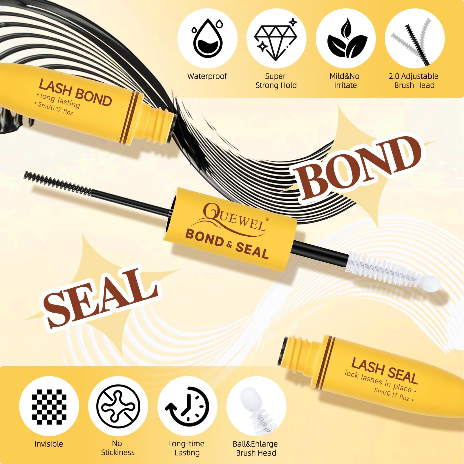 Assorted length lash clusters provide versatile styling options.