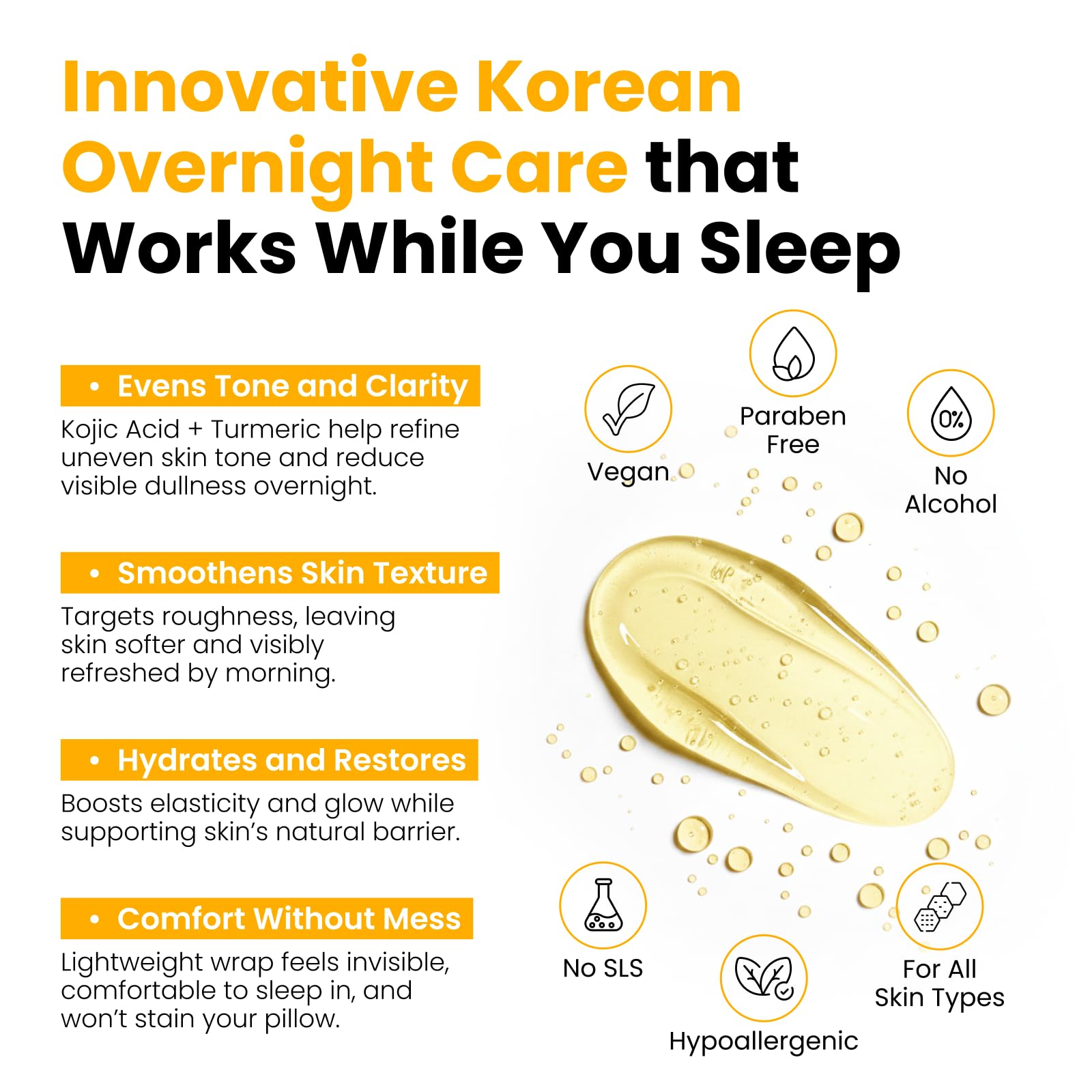 QUIA Beauty Turmeric + Kojic Overnight Wrap packaging emphasizes premium Korean skincare